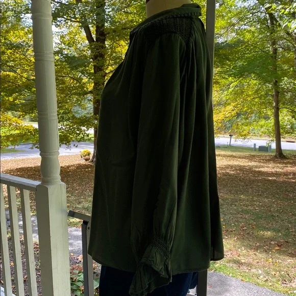 NATURAL LIFE Olive Green Blouse with Black Embroidery - Picture 8 of 16